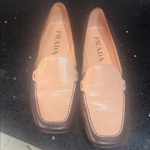 Prada Women's Tan and Dark Brown Loafers - Picture 5 of 7
